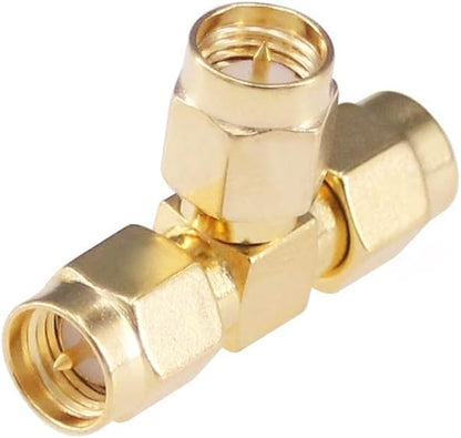 SMA Tee Splitter 2-Way, SMA Male to Dual Male Splitter Antenna Adapter Converter - Pack - 2