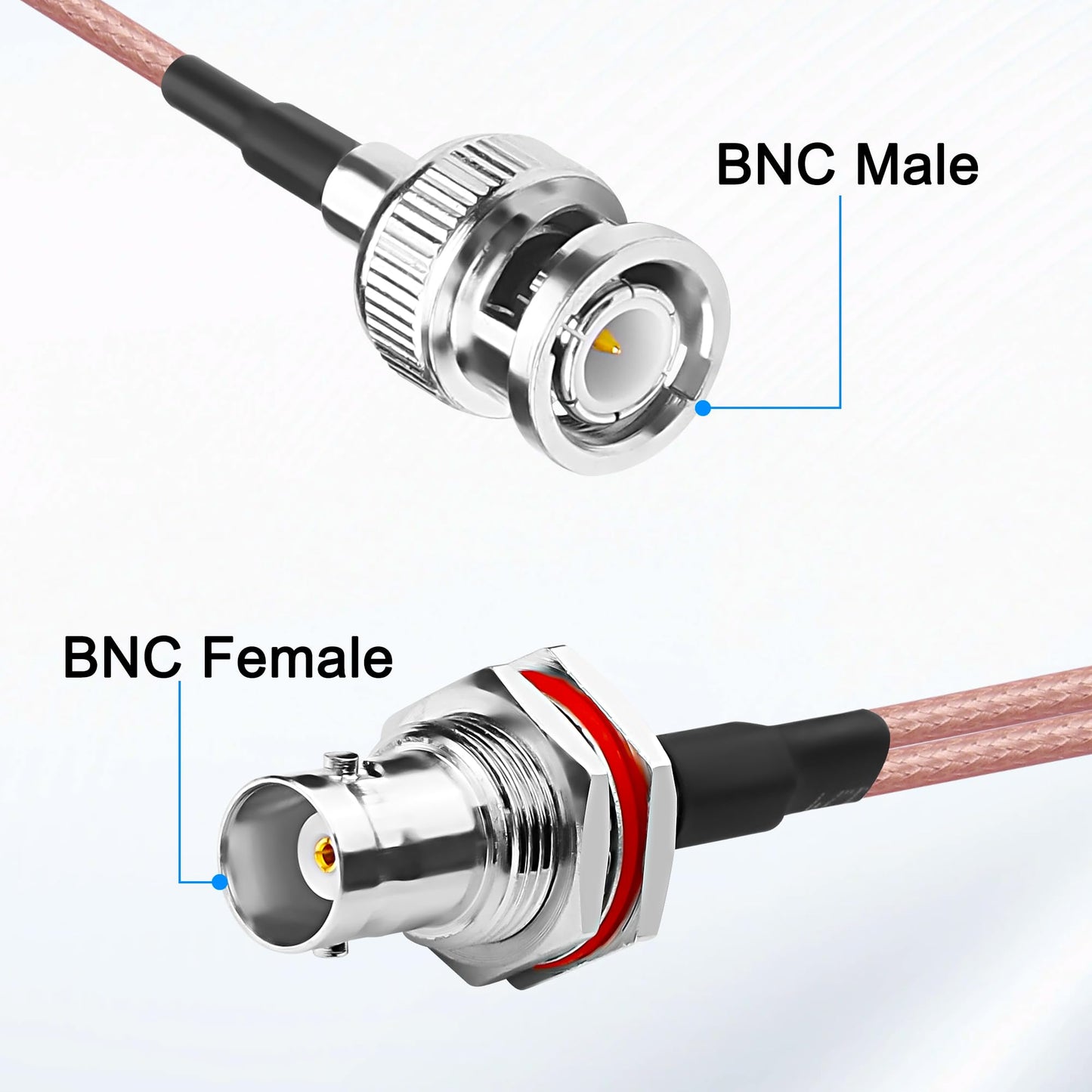 ABONIX RG316 BNC Female to Dual BNC Male Y Splitter Cable 30cm (1FT)