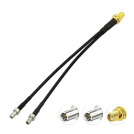 SMA Female to Dual TS9 Male Straight Low Loss RG174 RF Coaxial Cable 15cm (6 Inch) -Pack -1