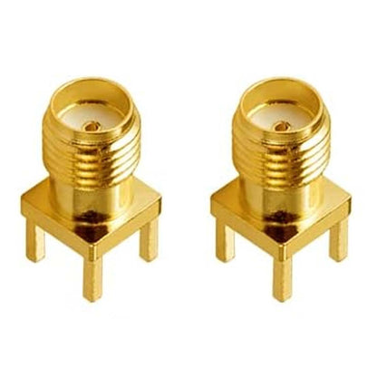 ABONIX SMA Female Straight PCB Mount RF Connector, Gold Plated 50 Ohm, Pack of 2