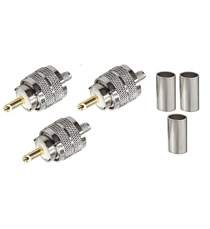 PL-259 UHF Male Plug Crimp Coax Connector Adapter for RG58 RG142 -Pack -3