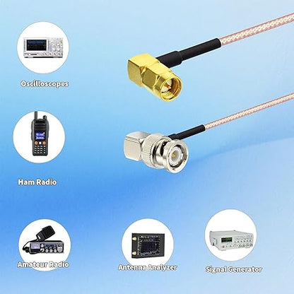 RG316 BNC Male to SMA Male Right Angle Coaxial Jumper Cable 20 inch (1.5ft) Low Loss Extension Cable -Pack -1