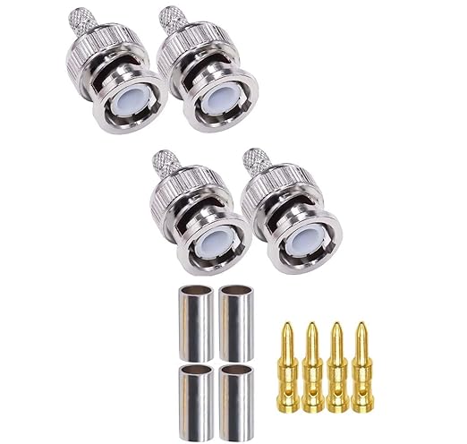 BNC Male Crimp Coaxial Adapter Connector for Cable RG58 -Pack -4