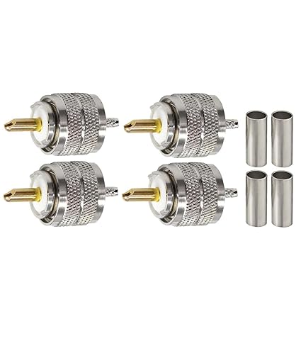 UHF Connector PL259 Male Plug Crimp Coax Adapter SO239 PL-259 Connector for RG316 RG179 Cable (Pack of 4)