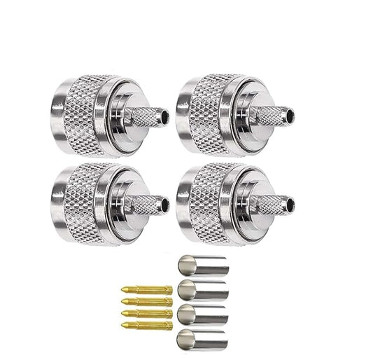 N Male Crimp Connector N Type Plug Adapter for RG58 and RG142 Low Loss High Frequency RF Coaxial Connector (Pack of 4)
