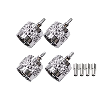 N Male Crimp Connector N Type Plug Adapter for Cable RG316 and RG178 Low Loss High Frequency RF Coaxial Connector (Pack of 4)