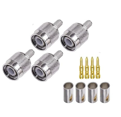 TNC Male Crimp Coaxial Connector Adapter for RG58 Cable – RF Antenna Fitting -Pack -4