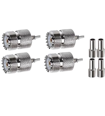 UHF Crimp On Connectors SO239 PL259 Female Jack Crimp Coax Adapter PL-259 Connector for RG316 RG179 Cable (Pack of 4)