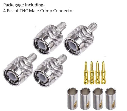 TNC Male Crimp Coaxial Connector Adapter for RG58 Cable – RF Antenna Fitting -Pack -4