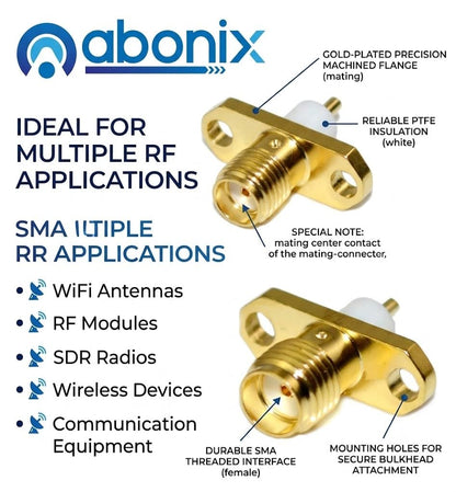 ABONIX SMA Female 2-Hole Flange Panel Mount RF Connector- Pack- 4