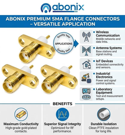 ABONIX SMA Female 2-Hole Flange Panel Mount RF Connector- Pack- 4