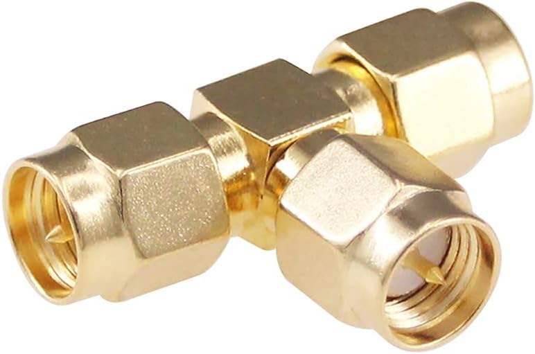 SMA Tee Splitter 2-Way, SMA Male to Dual Male Splitter Antenna Adapter Converter - Pack - 2