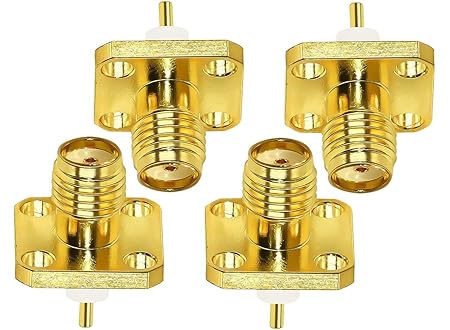 SMA Female RF Coaxial Adapter 4 Holes Panel Mount Solder Post Plug Jack Connector (Pack of 4)