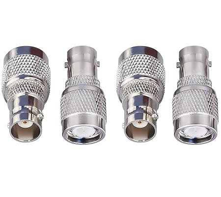 TNC Male to BNC Female RF Connector Adapter – Coaxial Adapter (Pack of 4)