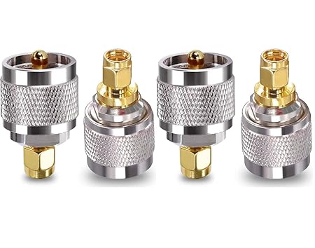 UHF Male to SMA Male Coaxial Connector Low Loss Coax Adapter (Pack of 4)
