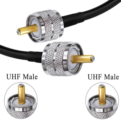 Jumber Cable UHF Male to Male Extension Cable 16.4ft(5M) Low Loss RG58 RF Black Coaxial Cable - Pack - 1