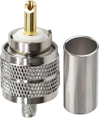 PL-259 UHF Male Plug Crimp Coax Connector Adapter for RG58 LMR195 RG142 KSR195 RG400 Cable (Pack of 5)