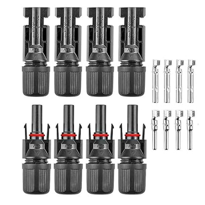 Solar MC4 Connector Kit – Waterproof Male & Female PV Cable Connectors - Pack - 4 Pairs