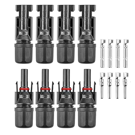Solar MC4 Connector Kit – Waterproof Male & Female PV Cable Connectors - Pack - 4 Pairs