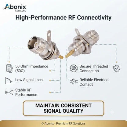 ABONIX TNC Female Bulkhead RF Connector, Solder Panel Mount, 50 Ohm, Pack of 2