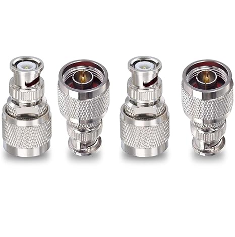 BNC Male to N-Type Female Coaxial Adapter Connector (Pack of 4)