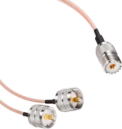 RG316 UHF Splitter Cable UHF Female to Dual UHF Male 1Ft (12inch) Coaxial Cable (Pack of 1)