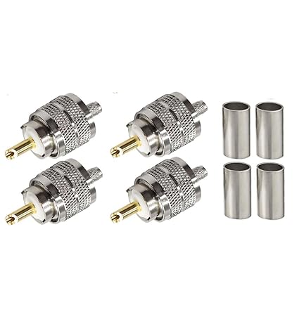 PL-259 UHF Male Plug Crimp Coax Connector Adapter for RG58 RG142 -Pack -4