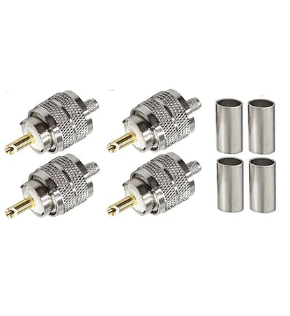 PL-259 UHF Male Plug Crimp Coax Connector Adapter for RG58 RG142 -Pack -4
