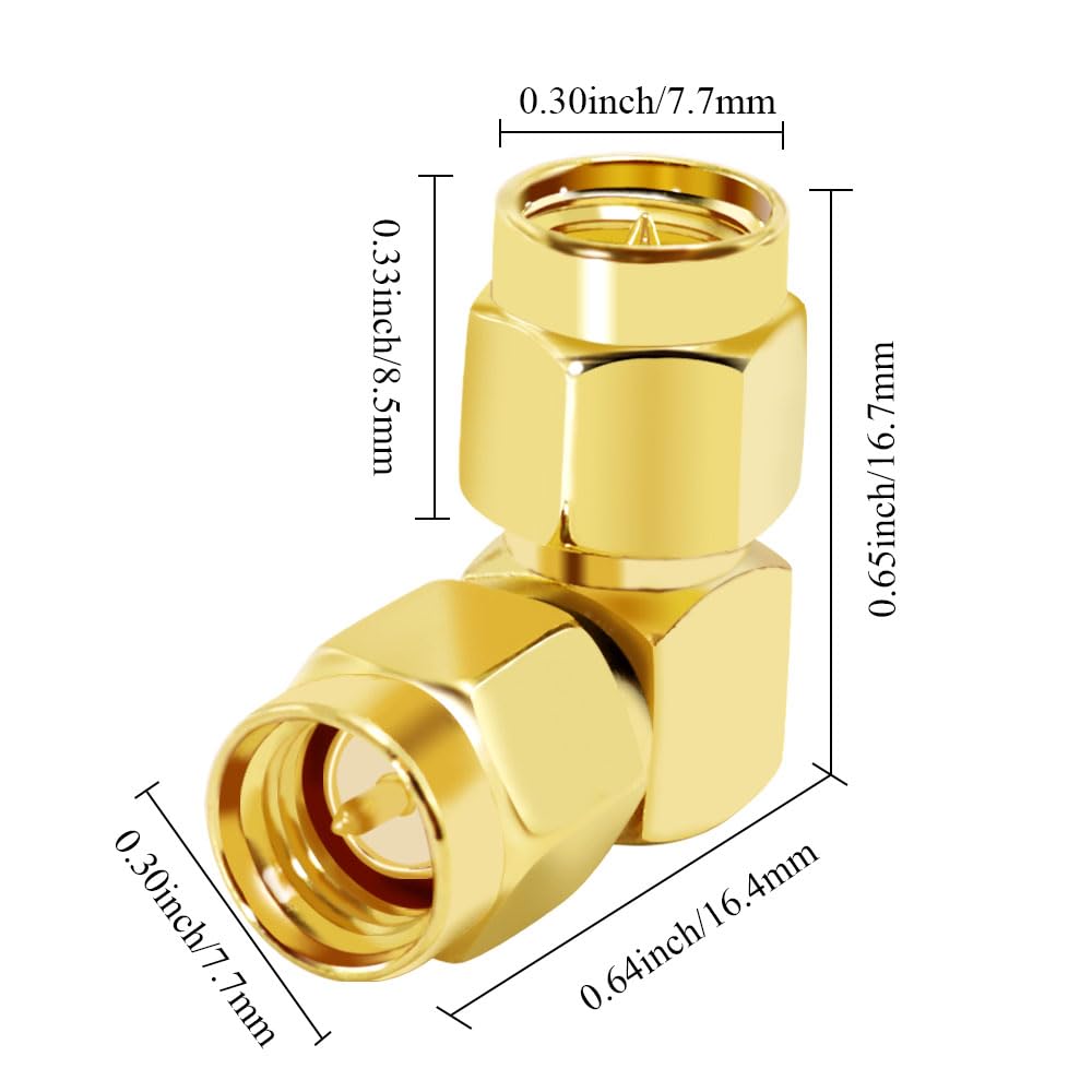 ABONIX SMA Male to SMA Male 90° Right Angle RF Adapter