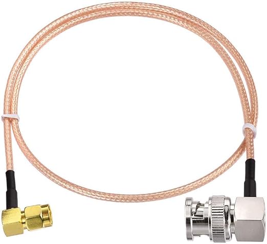 RG316 BNC Male to SMA Male Right Angle Coaxial Jumper Cable 20 inch (1.5ft) Low Loss Extension Cable -Pack -1