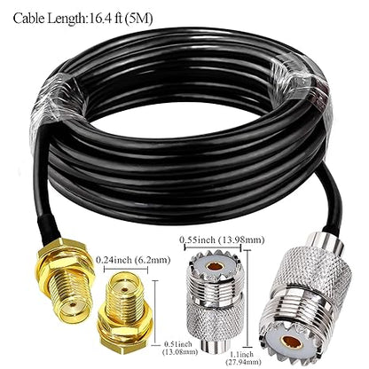 RG58 UHF Female to SMA Female Coaxial Jumper Cable 5M (16.4 ft) Low Loss Extension Cable (Pack of 1)