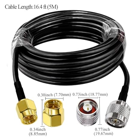 RG58 SMA Male to N Male 16.4ft(5M) Antenna Extension Cable (Pack of 1)