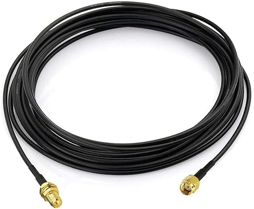 RP-SMA Male to RP-SMA Female Bulkhead Low Loss RG174 RF Coaxial Cable 5 Meter (16.4FT) -Pack -1