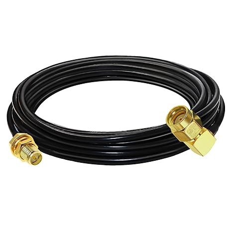 RG58 RP-SMA Male to RP-SMA Female Coaxial Jumper Cable 5M (16.4 ft) Low Loss Extension Cable -Pack -1