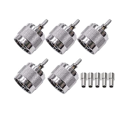 N Male Crimp Connector N Type Plug Adapter for Cable RG316 and RG178 Low Loss High Frequency RF Coaxial Connector (Pack of 5)
