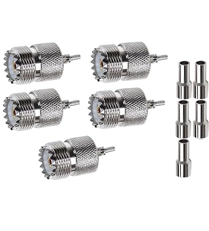UHF Crimp On Connectors SO239 PL259 Female Jack Crimp Coax Adapter PL-259 Connector for RG316 RG179 Cable (Pack of 5)