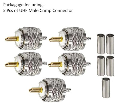 UHF Connector PL259 Male Plug Crimp Coax Adapte(Pack of 5)