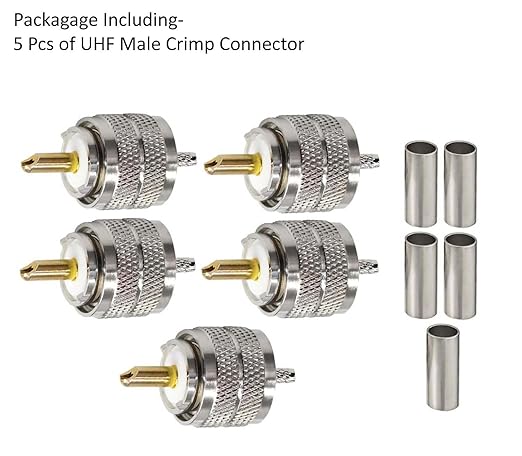 UHF Connector PL259 Male Plug Crimp Coax Adapte(Pack of 5)