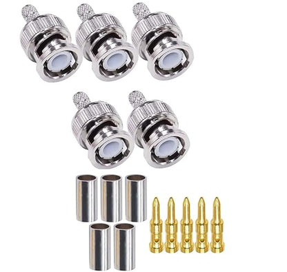 BNC Male Crimp Coaxial Adapter Connector for Cable RG58 -Pack -5