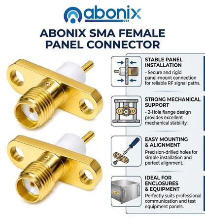 ABONIX SMA Female 2-Hole Flange Panel Mount RF Connector, Pack - 5