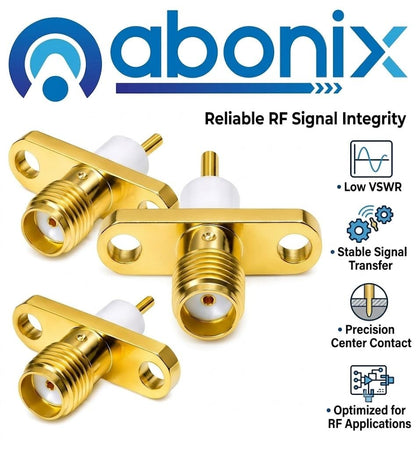ABONIX SMA Female 2-Hole Flange Panel Mount RF Connector, Pack - 5