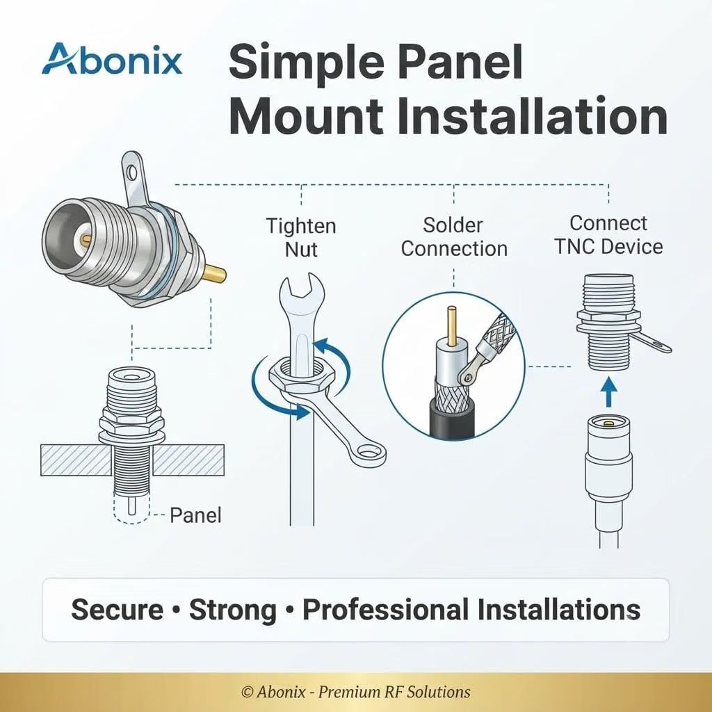ABONIX TNC Female Bulkhead RF Connector, Solder Panel Mount, 50 Ohm, Pack of 2