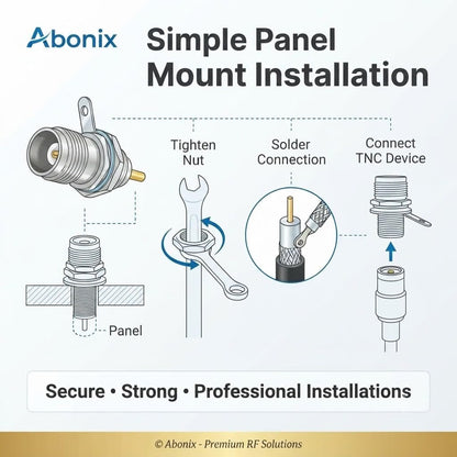 ABONIX TNC Female Bulkhead RF Connector, Solder Panel Mount, 50 Ohm, Pack of 2