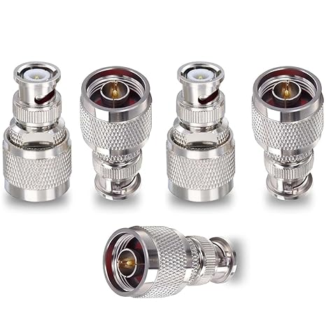 BNC Male to N-Type Female Coaxial Adapter Connector (Pack of 5)