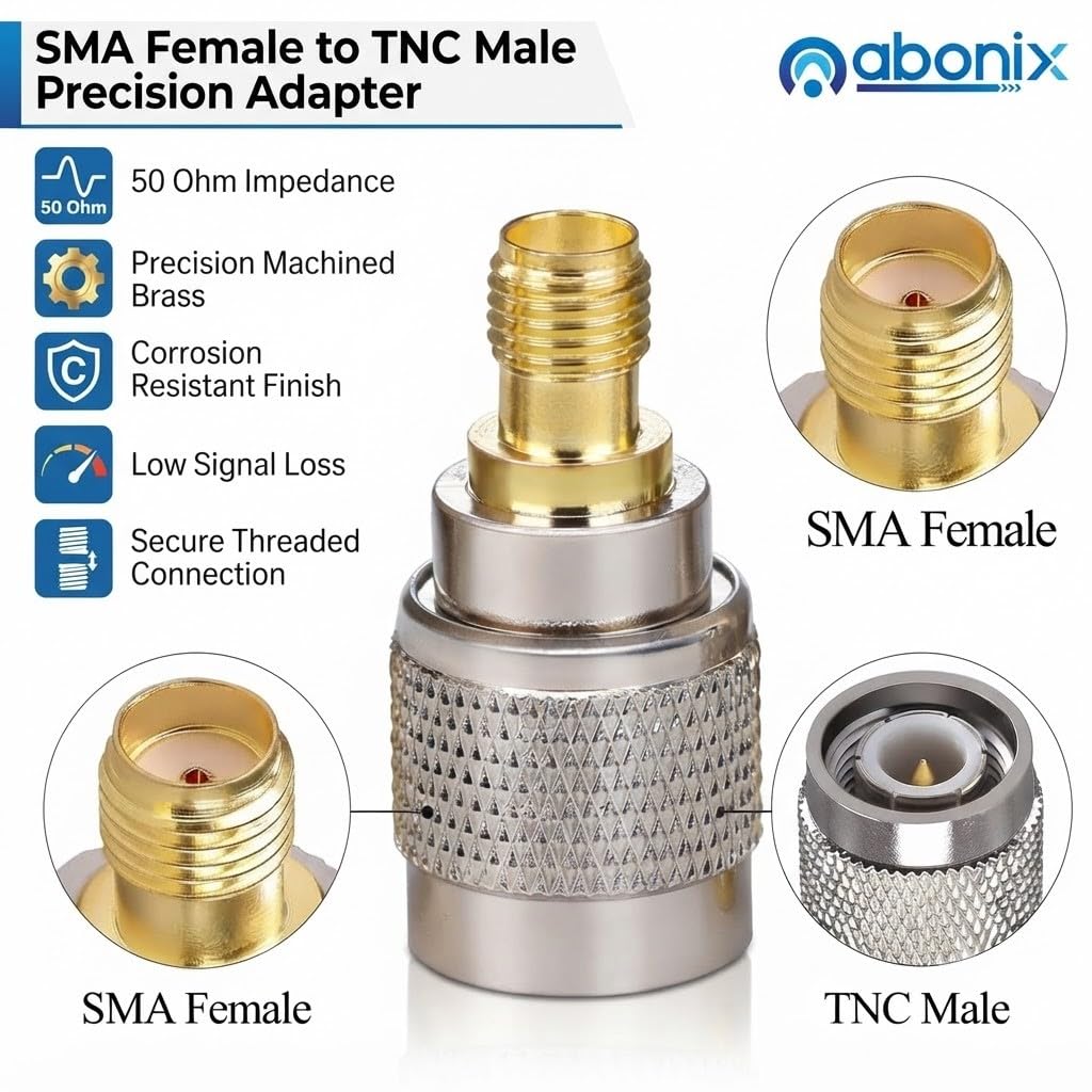 ABONIX SMA Female to TNC Male RF Adapter, Coaxial Connector- Pack- 2