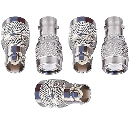 TNC Male to BNC Female RF Connector Adapter – Coaxial Adapter (Pack of 5)