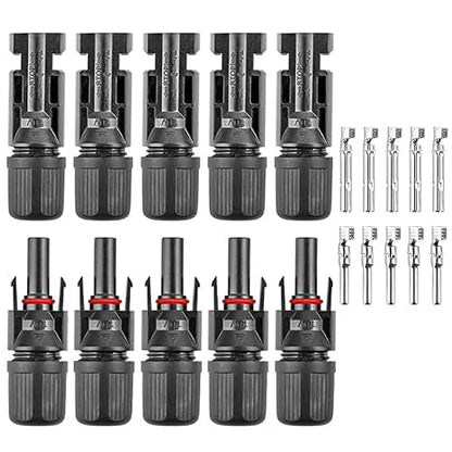Solar MC4 Connector Kit – Waterproof Male & Female PV Cable Connectors - Pack - 5 Pairs