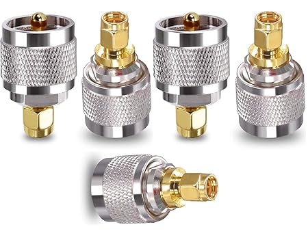 UHF Male to SMA Male Coaxial Connector Low Loss Coax Adapter (Pack of 5)