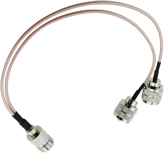 RG316 UHF Splitter Cable UHF Female to Dual UHF Male 1Ft (12inch) Coaxial Cable (Pack of 1)