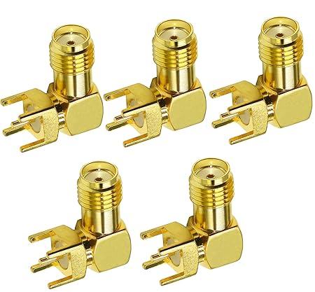 SMA Female Right Angle Connector – 90 Degree Coaxial PCB Mount Adapter (Pack of 5)
